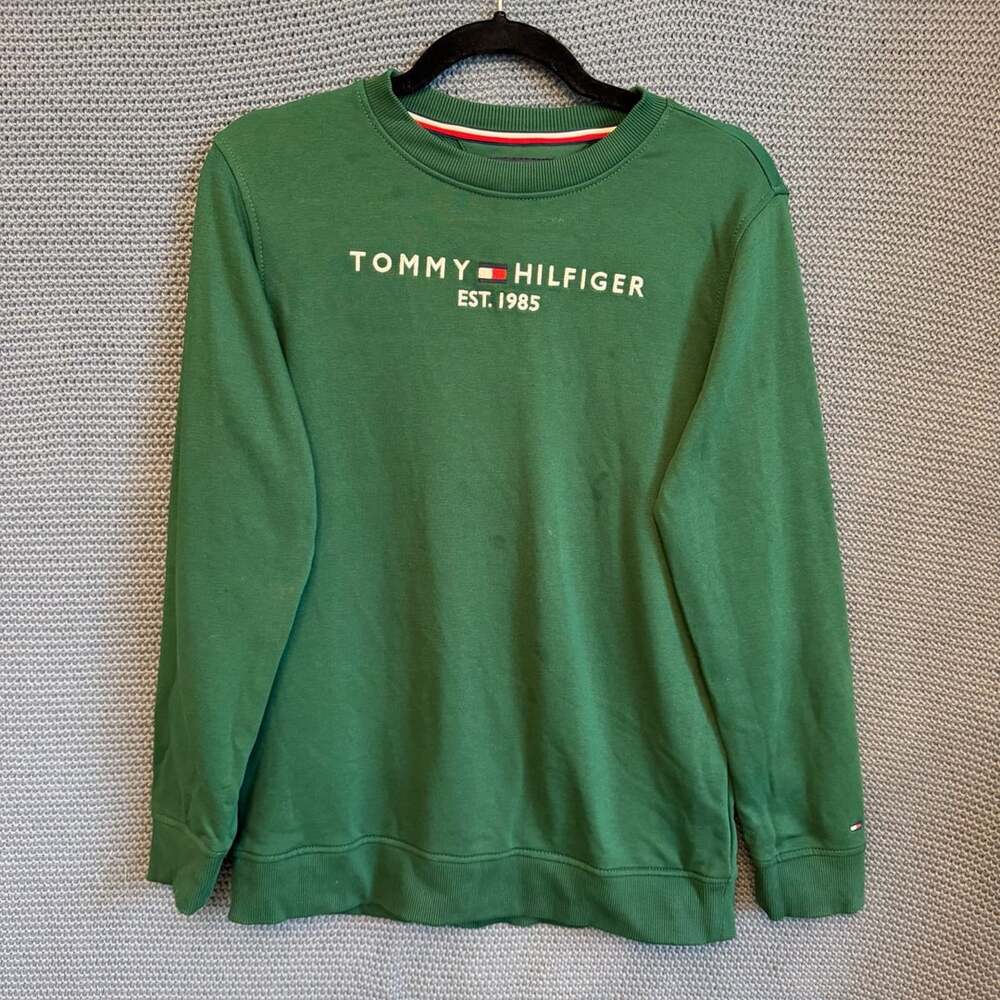 KIDS Tommy Hilfiger Logo Crewneck Sweatshirt Size XL Kids Green